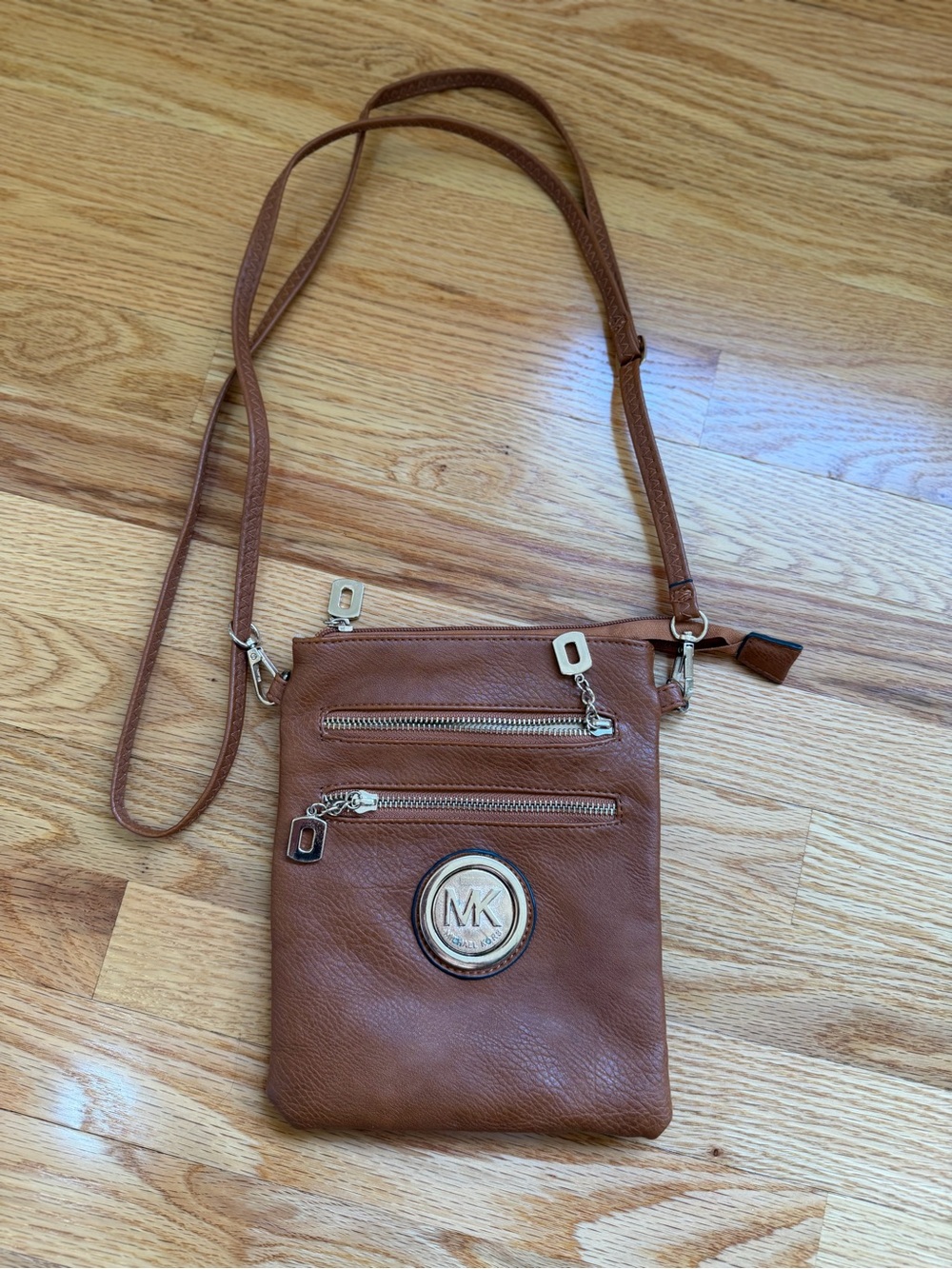 Michael Kors Tan/Brown Leather Crossbody Phone Pouch